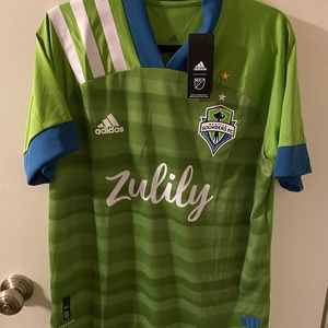 NWT SEATTLE SOUNDERS ADIDAS AUTHENTIC JERSEY L